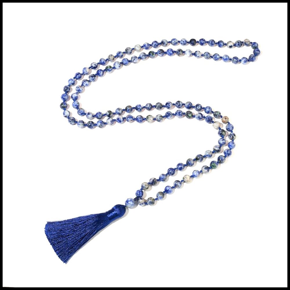 Natural Stone Mala Beads Necklace Handcrafted Meditation Zen Boho Accessory